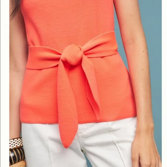 By Anthropologie Harlow Knit Tank Top Neon Tie Wrap Size XL - Picture 3 of 6
